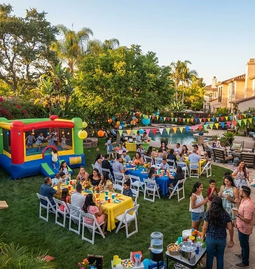 Party rental setup with bounce house in Buellton, CA