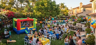 Party rental setup with bounce house in Buellton, CA