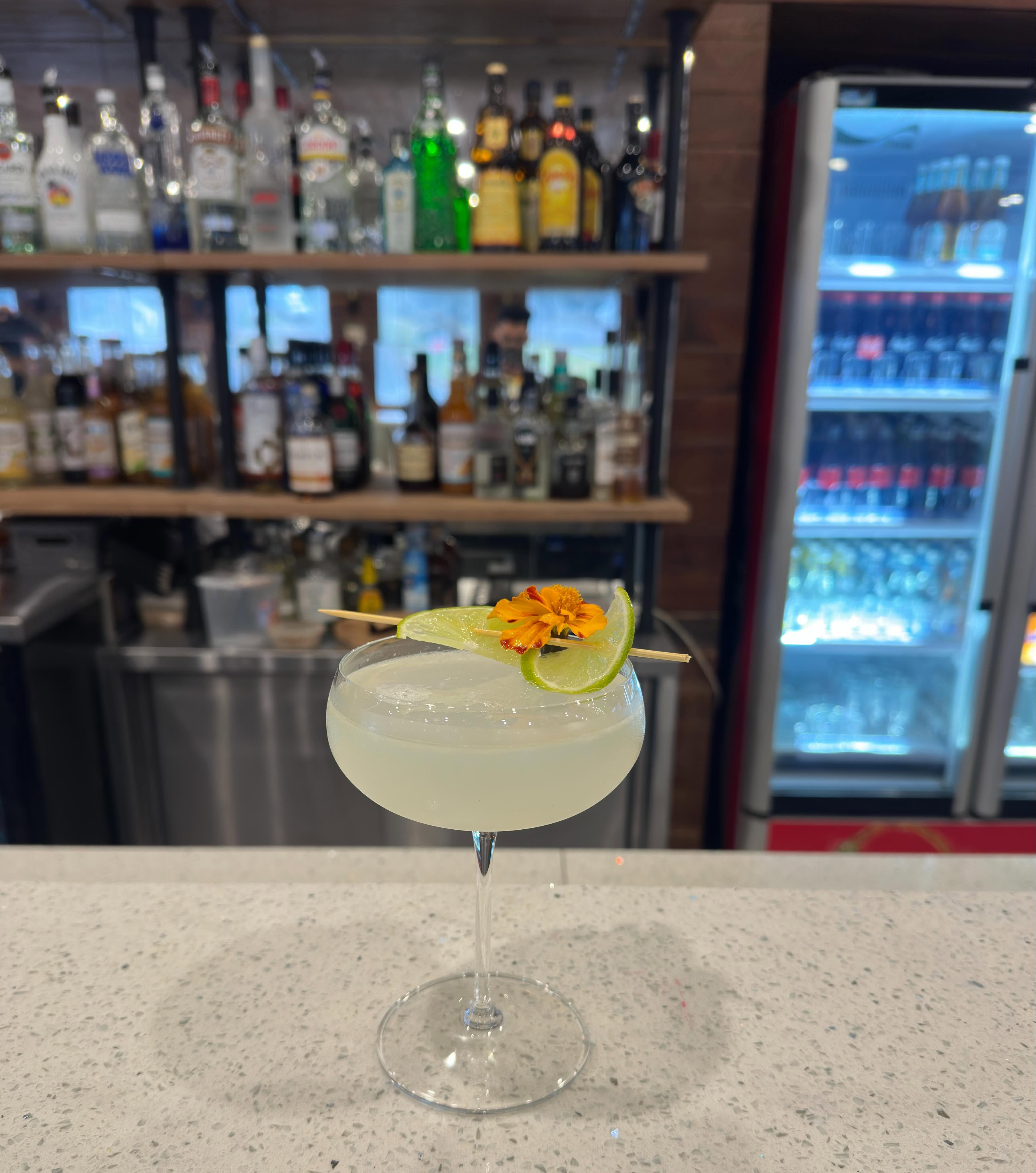 Freshly garnished cocktail at the Mehfil bar