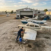 Flight school training fleet detailing on the ramp
