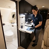 Galley and lavatory cleaning in a light jet