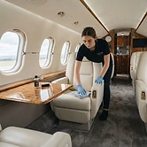Private jet cabin interior detail