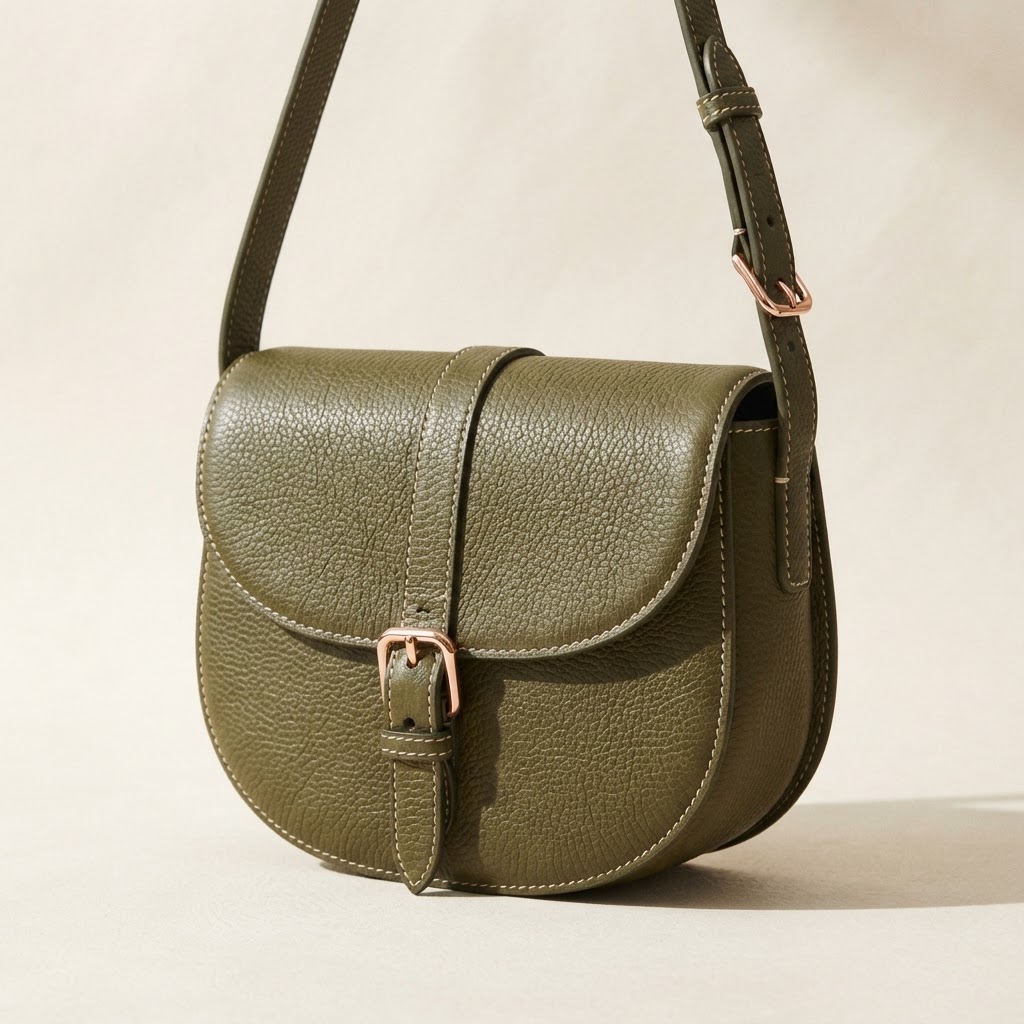 Textured Olive Green leather
