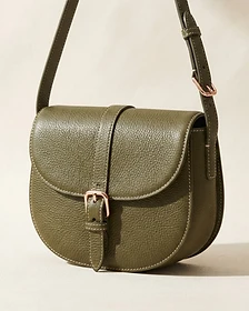 The Vienne Textured Olive Green leather crossbody bag