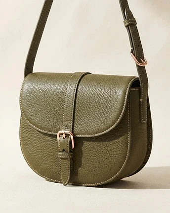 The Vienne Textured Olive Green leather crossbody bag