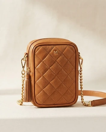 The Camille Golden Caramel leather crossbody bag