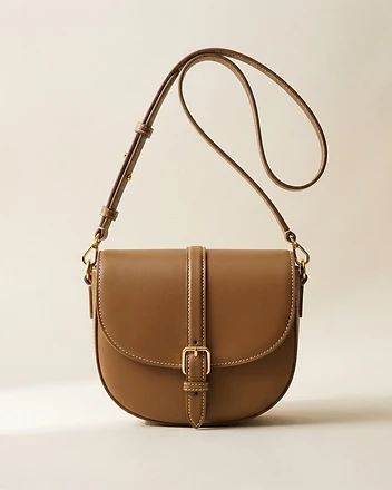 The Florence Warm Khaki Brown leather crossbody bag
