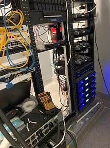 Server rack with networked A/V and IT equipment