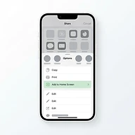 iOS share sheet with Add to Home Screen highlighted