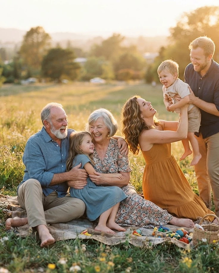 A family spending time together outdoors