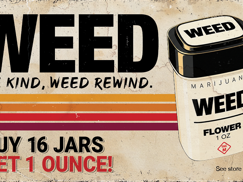 WEED Rewind loyalty punch card: buy 16 jars of flower, get one ounce free