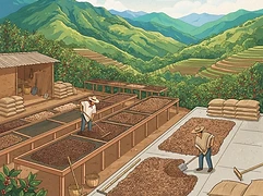 El Esquilino — coffee farm illustration 2