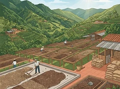 Santa Catalina — coffee farm illustration 2