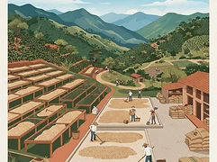 La Hacienda — coffee farm illustration 2