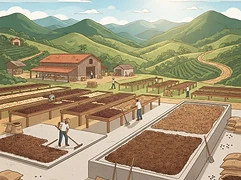 Four women-led farms (Idivane Araújo, Ciomara de Carvalho, Julia Ribeiro do Valle, and Carmen Lúcia Chaves de Brito) — coffee farm illustration 2