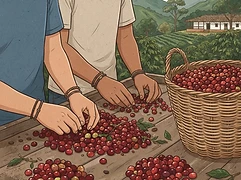 AMACA (Asociación de Mujeres Productoras Agropecuarias del Cauca) — coffee farmer illustration 2