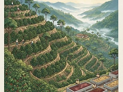 El Esquilino — coffee farm illustration 1