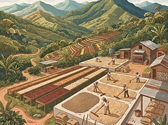 Los Cenizos — coffee farm illustration 2