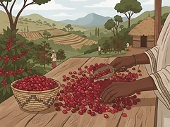 Worasa Mijane and Daniel Mijane — coffee farmer illustration 2