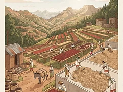 Alo Coffee — coffee farm illustration 2