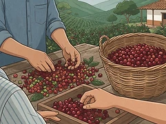 Luis and Mildred Montoya — coffee farmer illustration 2