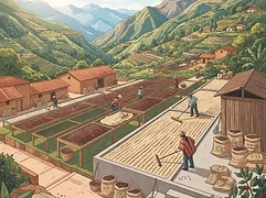 Machay Pata — coffee farm illustration 2