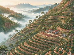 Los Cenizos — coffee farm illustration 1