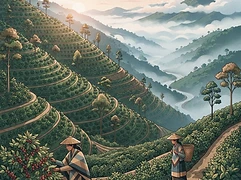 Las Flores — coffee farm illustration 1