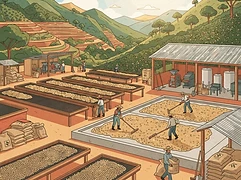 Las Brumas — coffee farm illustration 2