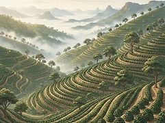 Four women-led farms (Idivane Araújo, Ciomara de Carvalho, Julia Ribeiro do Valle, and Carmen Lúcia Chaves de Brito) — coffee farm illustration 1