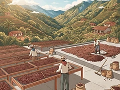 Dos Pinos — coffee farm illustration 2