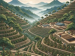 Los Pirineos — coffee farm illustration 1