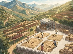 Intango washing station — coffee farm illustration 2