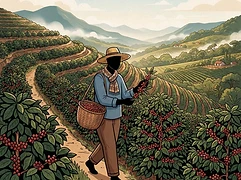 a small cluster of farmers — coffee farmer illustration 1