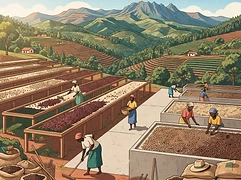 Gachuiro — coffee farm illustration 2