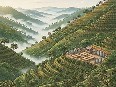 Shyira washing station — coffee farm illustration 1