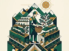Agrounidos coffee association — coffee farmer illustration 1