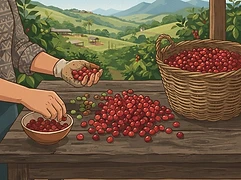 a small cluster of farmers — coffee farmer illustration 2