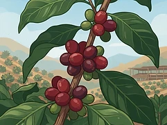 Cinco de Junio cooperative — coffee farm illustration 3