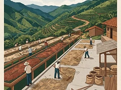 Las Galaxias — coffee farm illustration 2