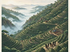 Jigesa — coffee farm illustration 1