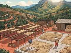 Kiawamururu Factory — coffee farm illustration 2