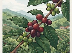 La Quebradita — coffee farm illustration 3