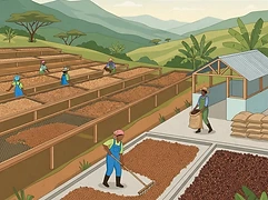 Kapsokisio wet mill — coffee farm illustration 2