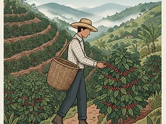 Julio Madrid and Julio Quiceno — coffee farmer illustration 1