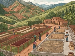 Vista Al Bosque — coffee farm illustration 2