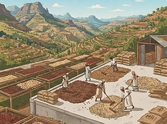 Guduba wet mill — coffee farm illustration 2