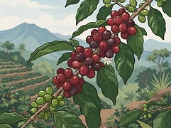 Volcan Azul — coffee farm illustration 3