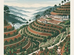 La Quebradita — coffee farm illustration 1