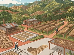 Volcán Azul — coffee farm illustration 2